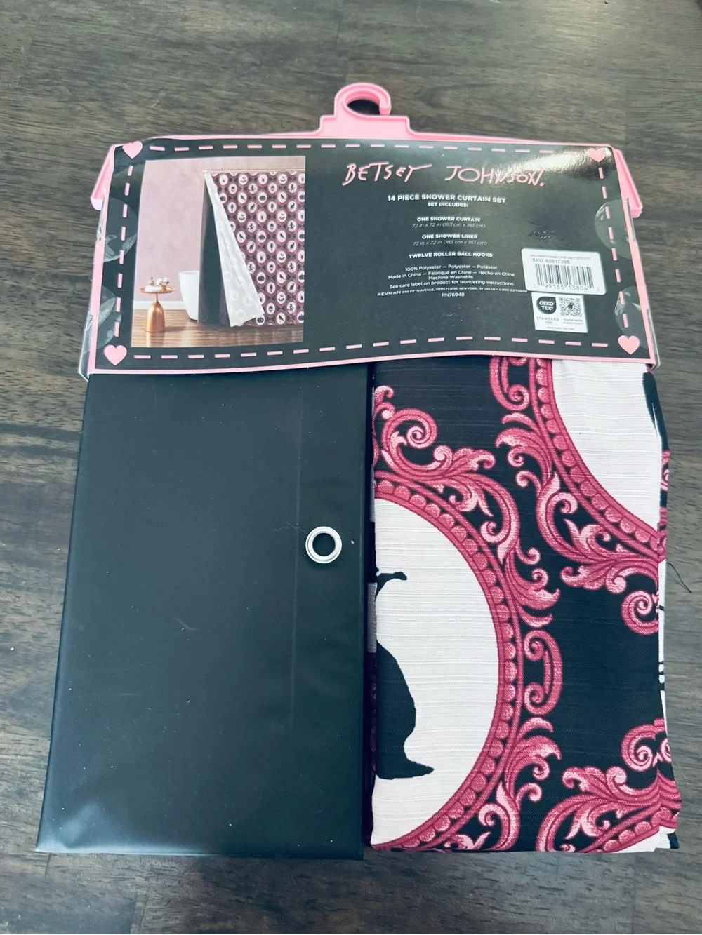 Betsey Johnson Goth Halloween Cameo Witch Raven Shower Curtain Set
